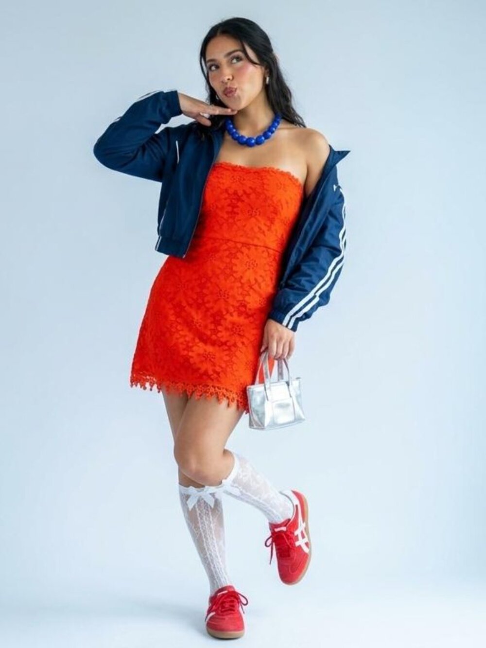 NWT Y2K Topshop Red Floral Lace Strapless Mini Dress